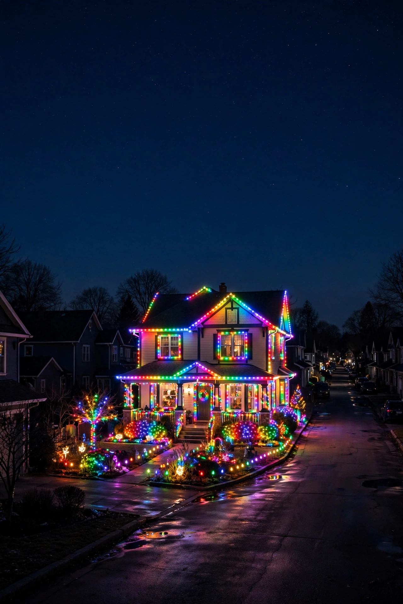 A full rainbow display — the whole street slows down for this one.